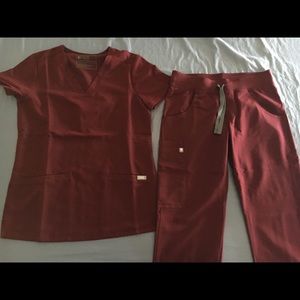 Figs Burgundy Casma Top and Kade Pant Bundle